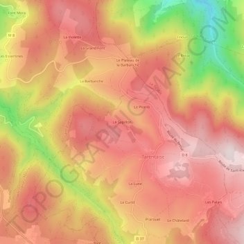 Topografische Karte Le Sapillon, Höhe, Relief