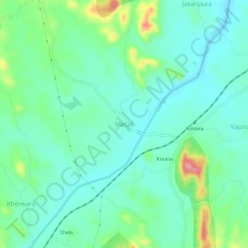 Topografische Karte Metali, Höhe, Relief