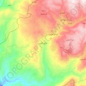 Topografische Karte Iraq Al-Amir, Höhe, Relief