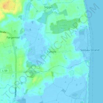 Topografische Karte Süssau, Höhe, Relief
