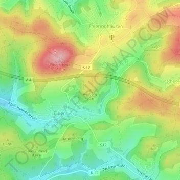 Topografische Karte Kesberg, Höhe, Relief