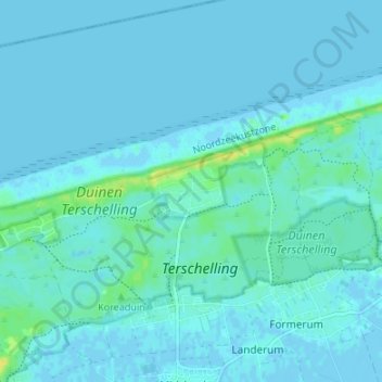 Topografische Karte Midsland aan Zee, Höhe, Relief