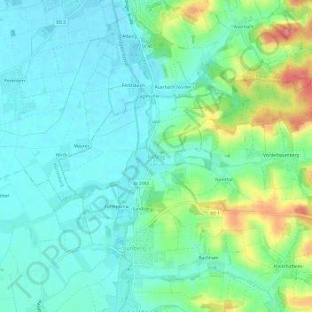 Topografische Karte Riding, Höhe, Relief