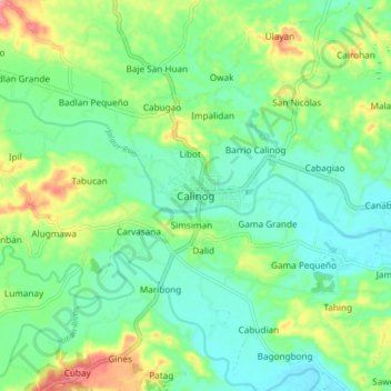 Topografische Karte Calinog, Höhe, Relief