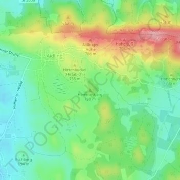 Topografische Karte Hemmesberg, Höhe, Relief