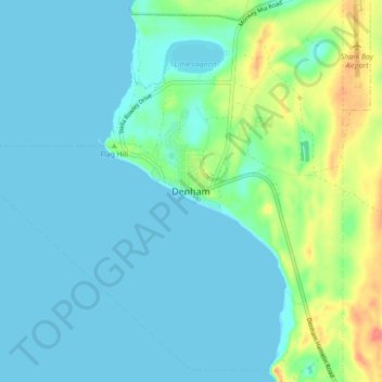 Topografische Karte Denham, Höhe, Relief