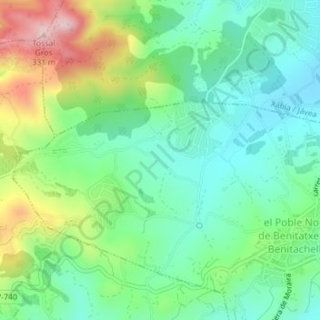 Topografische Karte Coma Breco, Höhe, Relief
