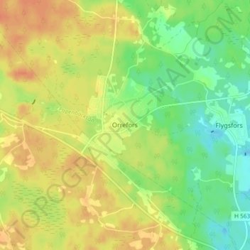 Topografische Karte Orrefors, Höhe, Relief