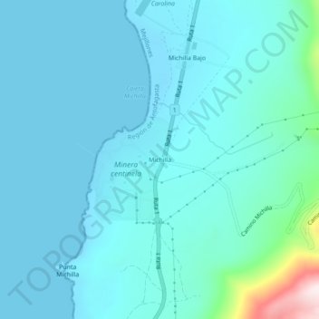 Topografische Karte Michilla, Höhe, Relief