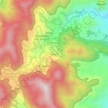 Topografische Karte Bokyod, Höhe, Relief