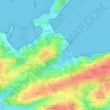 Topografische Karte Pen Ar Poul, Höhe, Relief