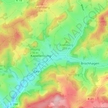 Topografische Karte Hartegasse, Höhe, Relief