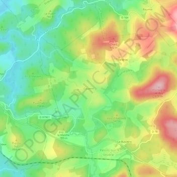 Topografische Karte Coudert, Höhe, Relief