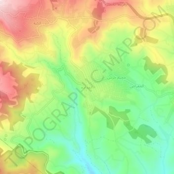 Topografische Karte الحداده, Höhe, Relief