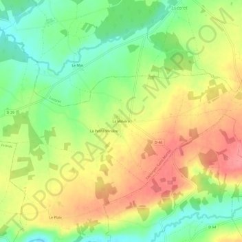 Topografische Karte La Minière, Höhe, Relief