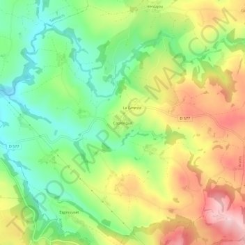 Topografische Karte Caplongue, Höhe, Relief