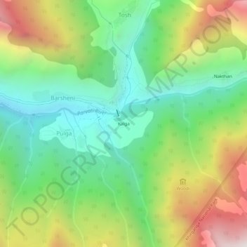 Topografische Karte Kalga, Höhe, Relief
