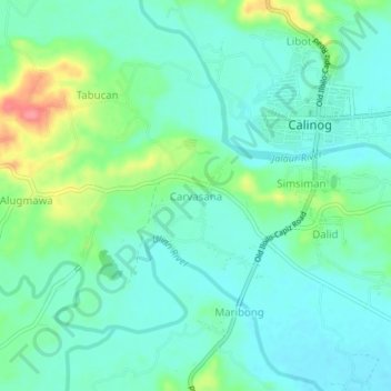 Topografische Karte Carvasana, Höhe, Relief