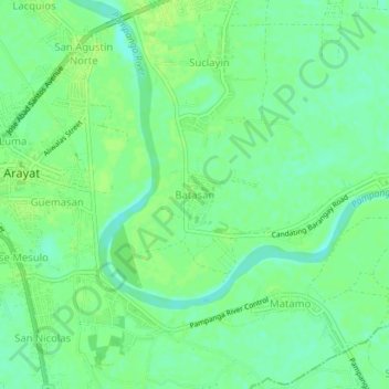 Topografische Karte Batasan, Höhe, Relief