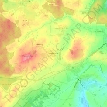 Topografische Karte Riedetsweiler, Höhe, Relief