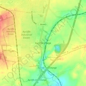 Topografische Karte Aycliffe Village, Höhe, Relief