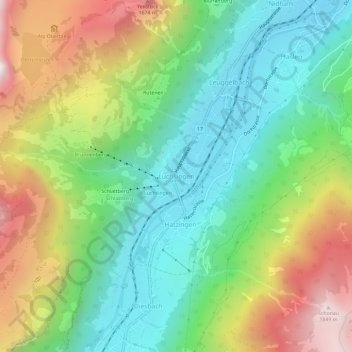 Topografische Karte Luchsingen, Höhe, Relief