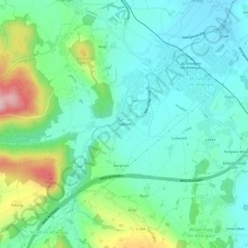 Topografische Karte Thalham, Höhe, Relief