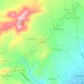 Topografische Karte Alagao, Höhe, Relief