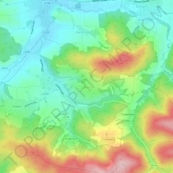 Topografische Karte Öpping, Höhe, Relief