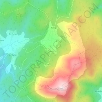 Topografische Karte Requián, Höhe, Relief