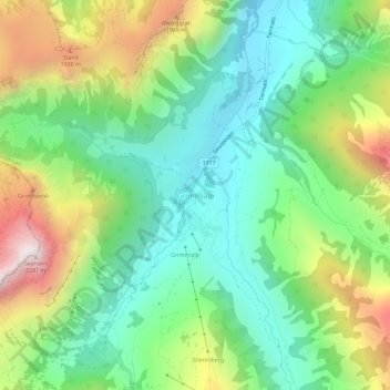 Topografische Karte Grimmialp, Höhe, Relief