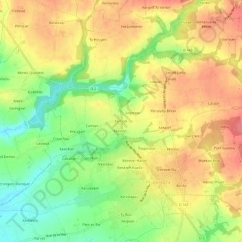 Topografische Karte Kernoel, Höhe, Relief