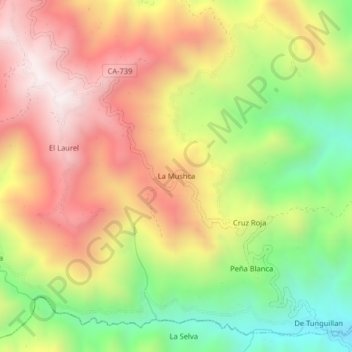 Topografische Karte La Mushca, Höhe, Relief