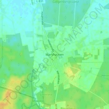 Topografische Karte Markhausen, Höhe, Relief