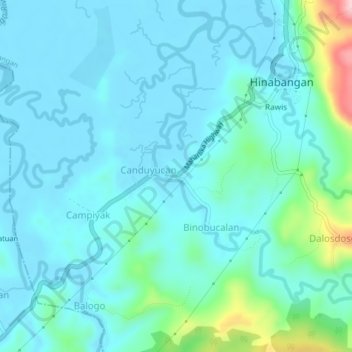Topografische Karte Osmeña, Höhe, Relief