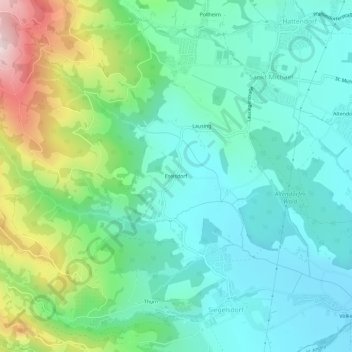 Topografische Karte Eselsdorf, Höhe, Relief