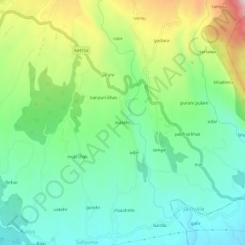 Topografische Karte matehr, Höhe, Relief