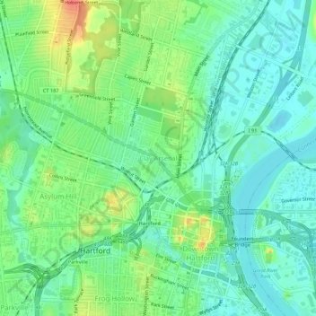 Topografische Karte Clay Arsenal, Höhe, Relief