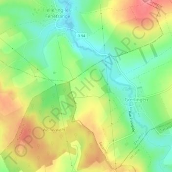 Topografische Karte Wiede, Höhe, Relief