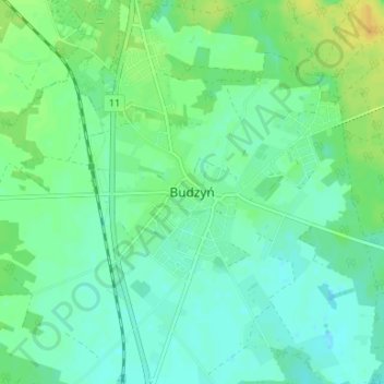 Topografische Karte Budsin, Höhe, Relief