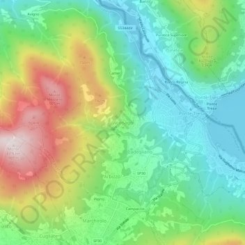 Topografische Karte Viconago, Höhe, Relief