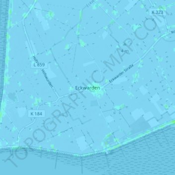 Topografische Karte Eckwarden, Höhe, Relief