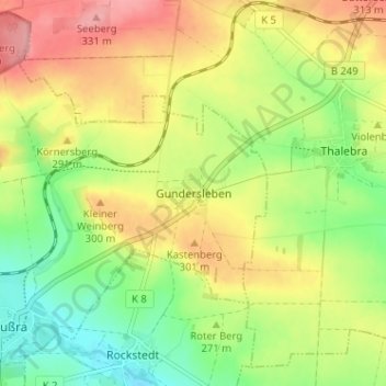 Topografische Karte Gundersleben, Höhe, Relief