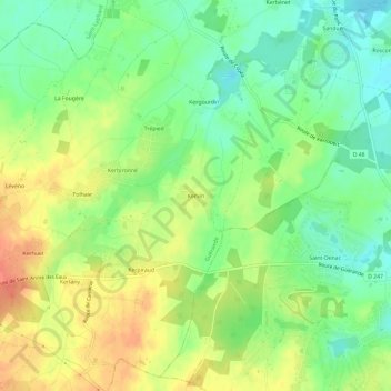 Topografische Karte Kervin, Höhe, Relief