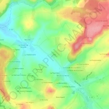 Topografische Karte Fée, Höhe, Relief