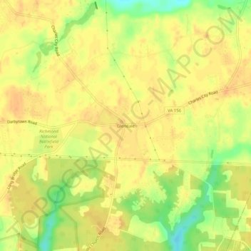 Topografische Karte Glendale, Höhe, Relief