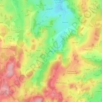 Topografische Karte Cheix, Höhe, Relief