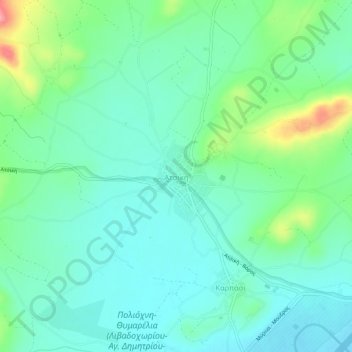 Topografische Karte Athira, Höhe, Relief