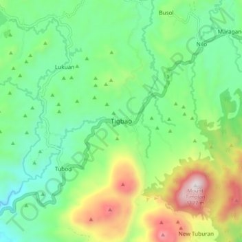 Topografische Karte Tigbao, Höhe, Relief