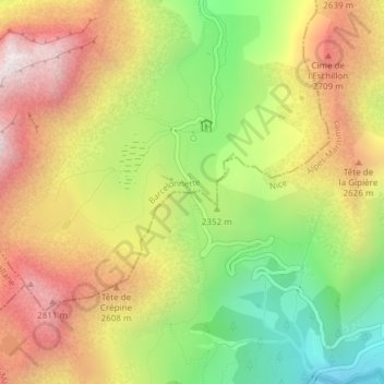Topografische Karte Col de la Cayolle, Höhe, Relief